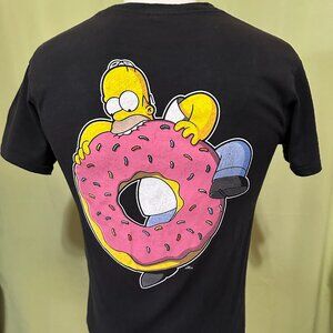 The Simpsons Homer Simpson Donut Men's Black T Shirt Size Small Cotton